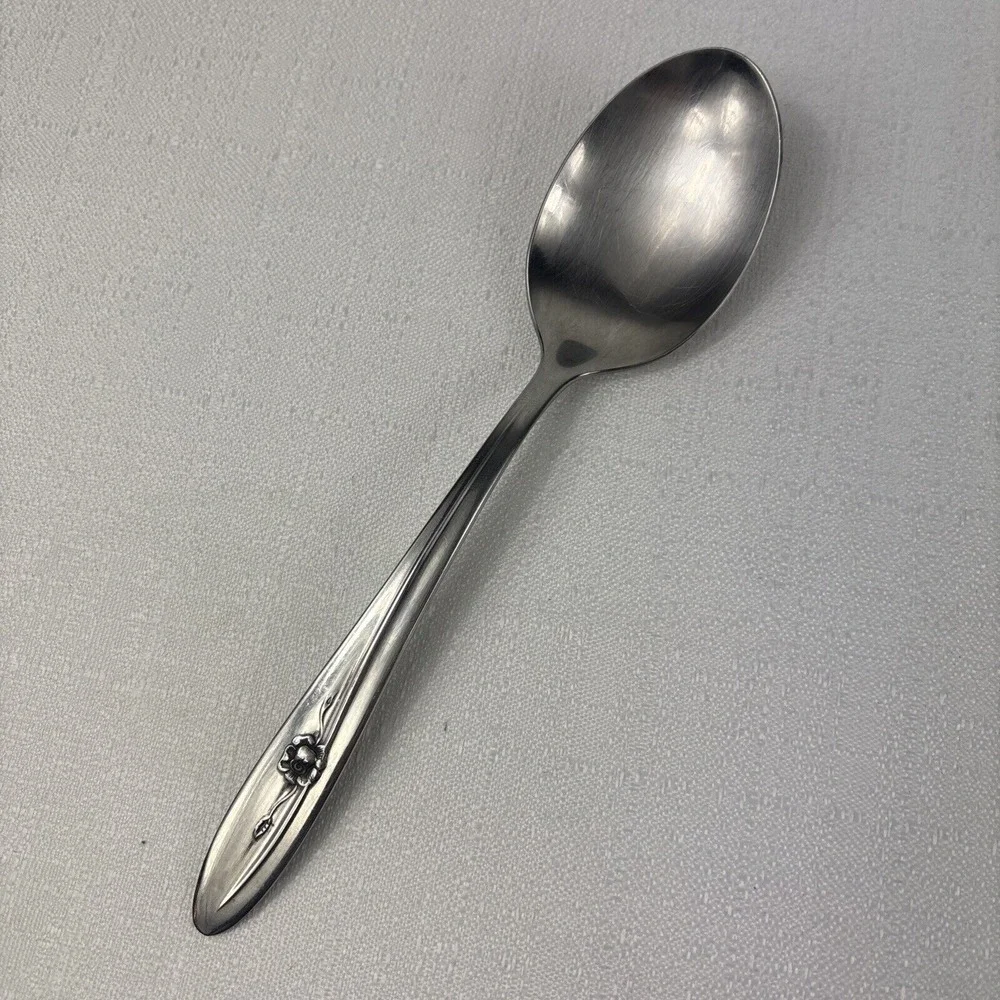 Sears Roebuck Provincial Rose Stainless Tradition Serving Spoon 8 3/8